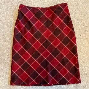 Ann Taylor Loft Womens Skirt Size 4 Burgundy Wool Blend A Line Lined Knee-Length